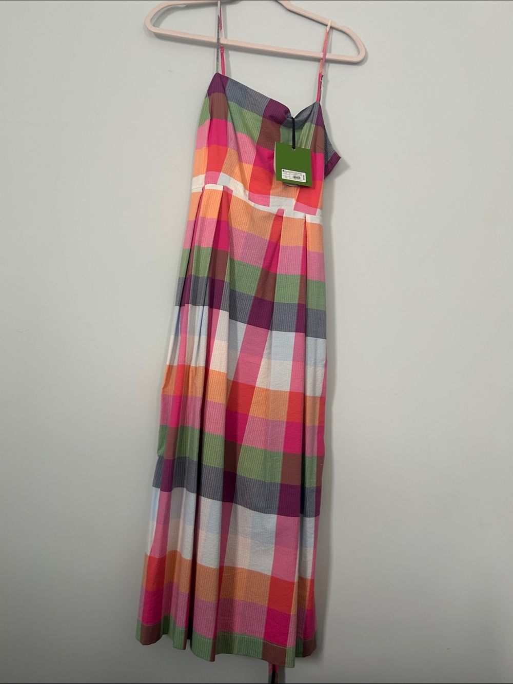 Womens Multi-Color Plaid Maxi Dress with Spaghetti Straps